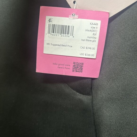 Kate Spade Black Tech Satin Feather-Trim Pants Size 6 NWT - Picture 5 of 10